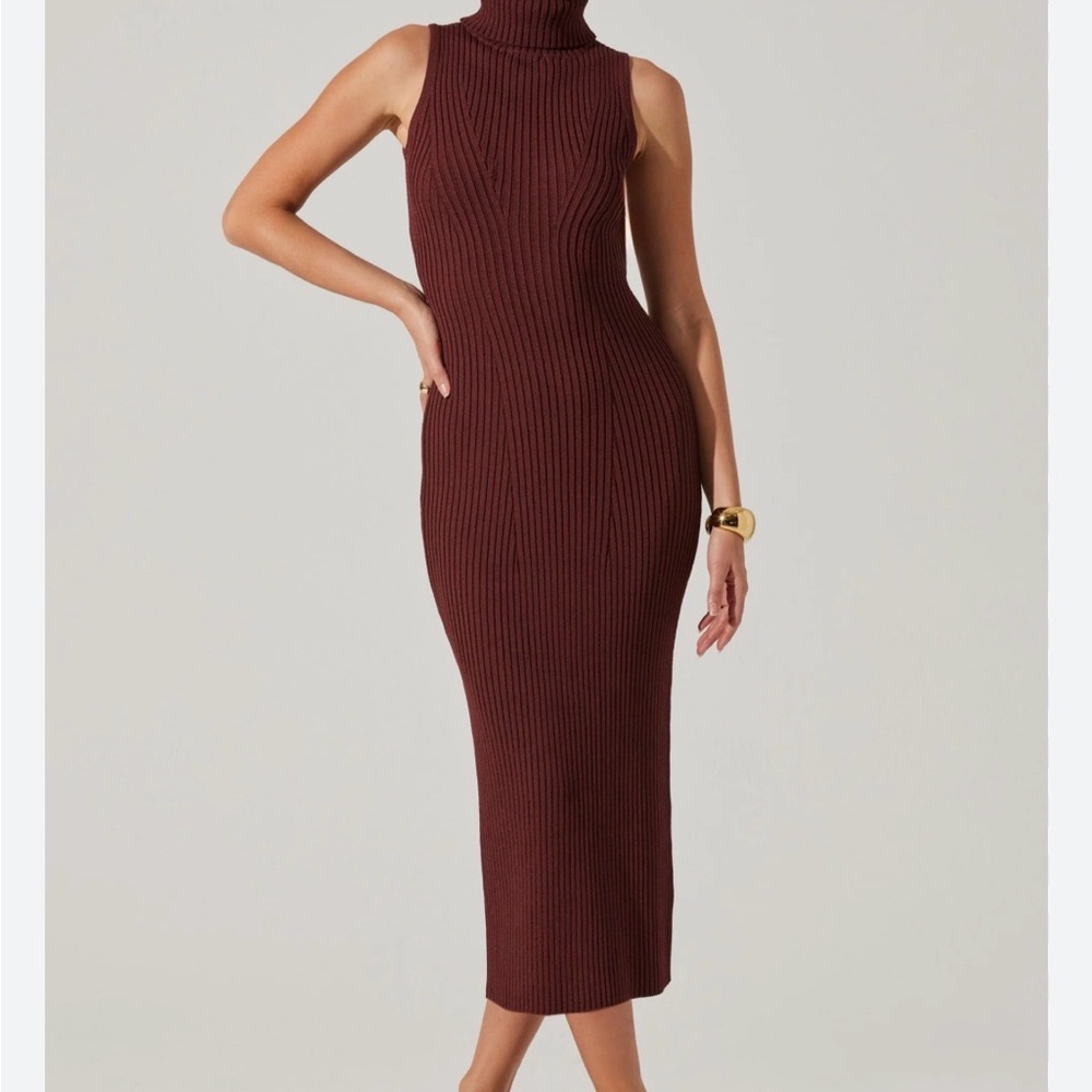 Pink Rose Sleeveless Turtleneck Rib Knit Midi Dress size Medium